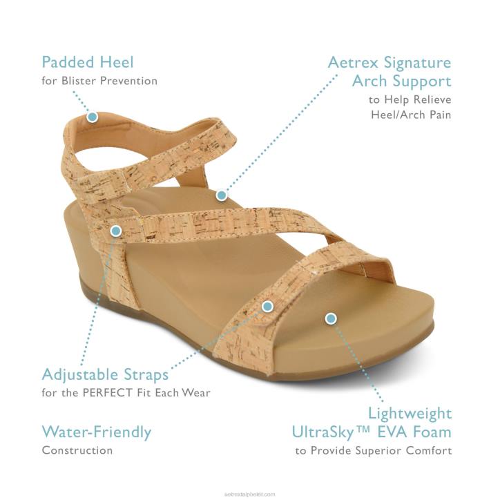 nők bézs Aetrex randi ívtartó ékek XH44303