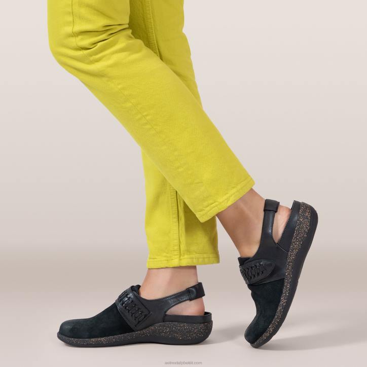 nők fekete Aetrex leni slingback klumpa XH44191