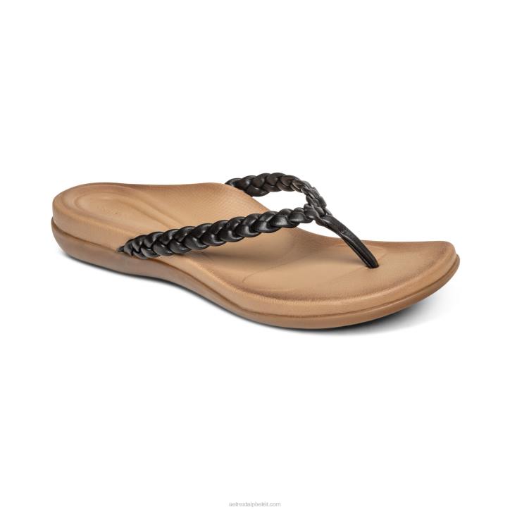 nők fekete Aetrex rachel tanga szandál XH44246