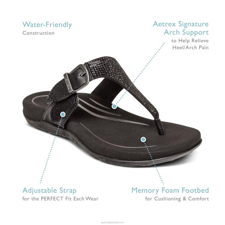 nők fegyverfém Aetrex rae állítható tangás szandál XH44245