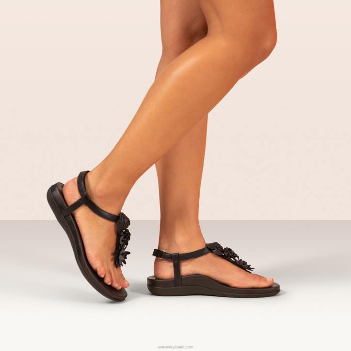 nők fekete Aetrex charli tanga szandál XH44115