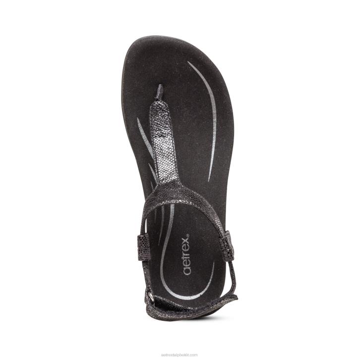 nők fekete Aetrex jane tanga szandál XH44220