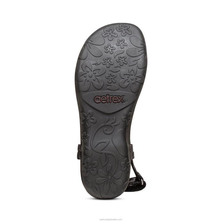 nők fekete Aetrex jane tanga szandál XH44220
