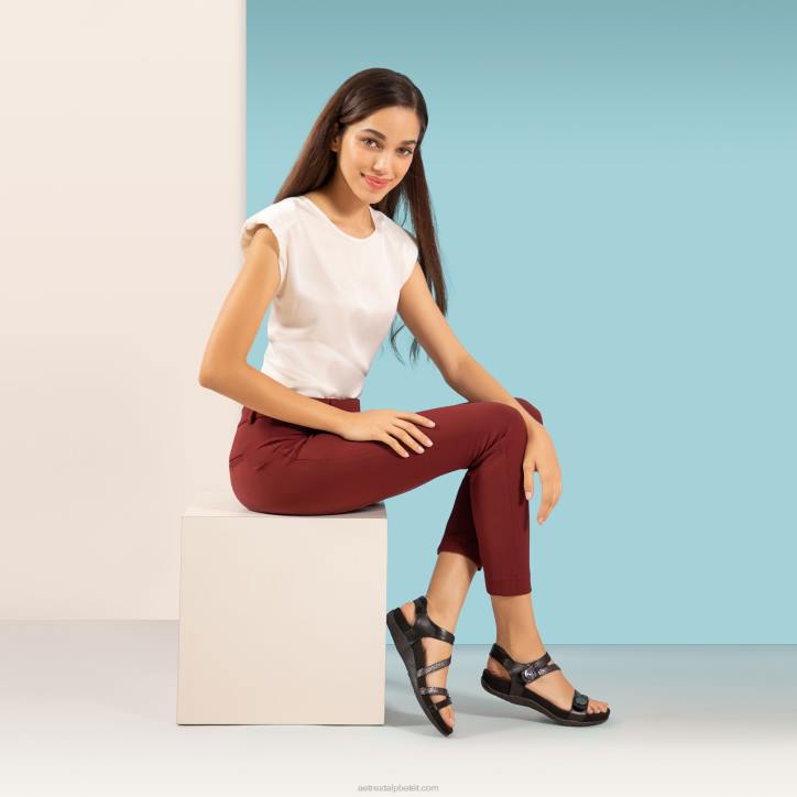 nők fekete Aetrex jess állítható negyed pántos szandál XH4493