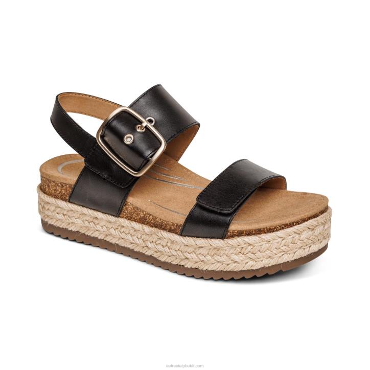 nők fekete Aetrex vania arch támasztó platform szandál XH44311