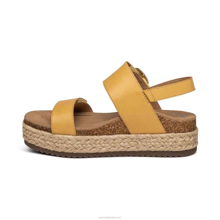 nők sárga Aetrex vania arch támasztó platform szandál XH44195