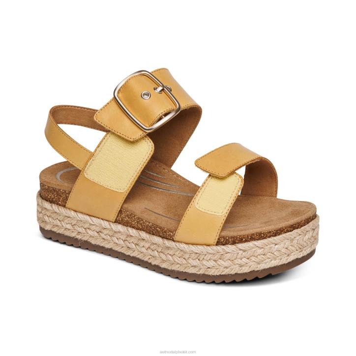 nők sárga Aetrex vania arch támasztó platform szandál XH44195