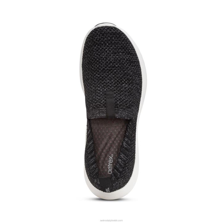 nők csillogó fekete Aetrex angie arch support cipők XH44133